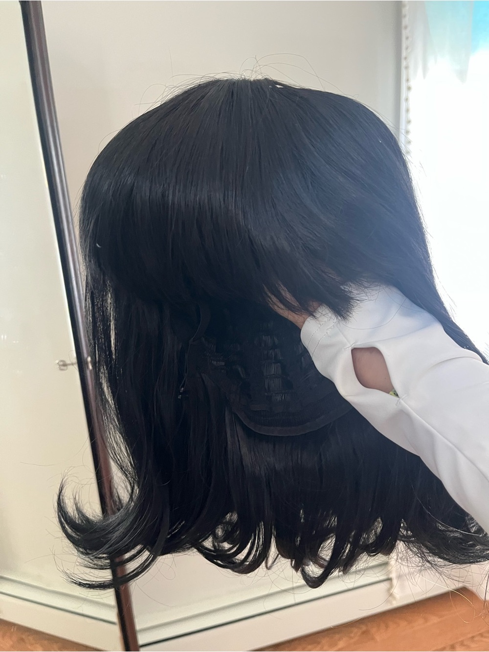 Short Black Layered Women's Wig with Fringe